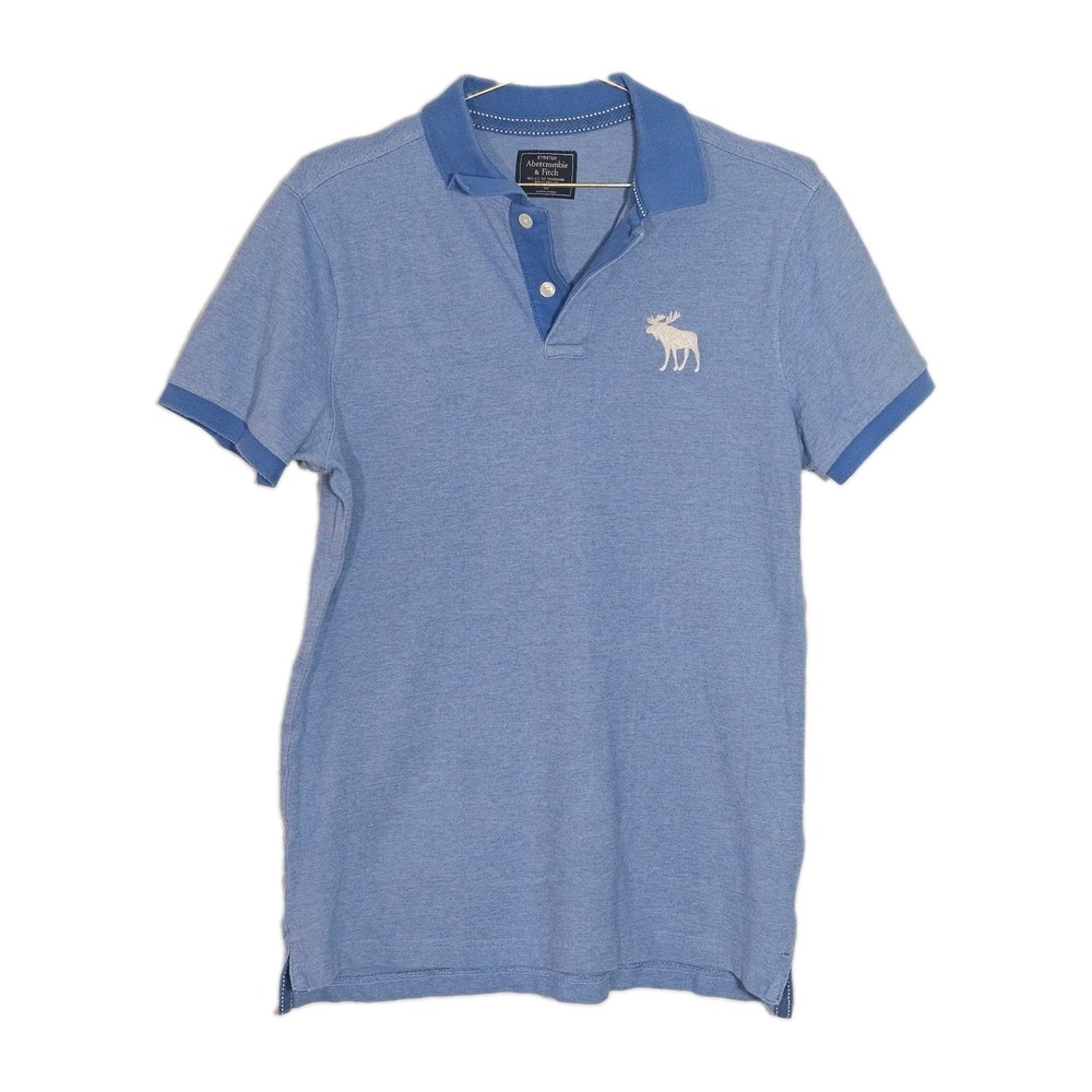 Abercrombie & Fitch Mens Polo Shirt  Light Blue Medium Short Sleeve Embroidered